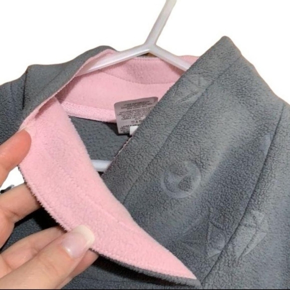 Athletic Works Grey Fleece Sweatshirt Girl's Medium 7-8 Smiley Face Lightening - Picture 3 of 7